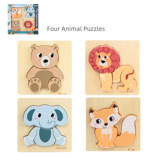 Drevené puzzle so zvieratkami - Detská vzdelávacia hra