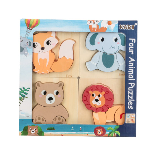 Drevené puzzle so zvieratkami - Detská vzdelávacia hra